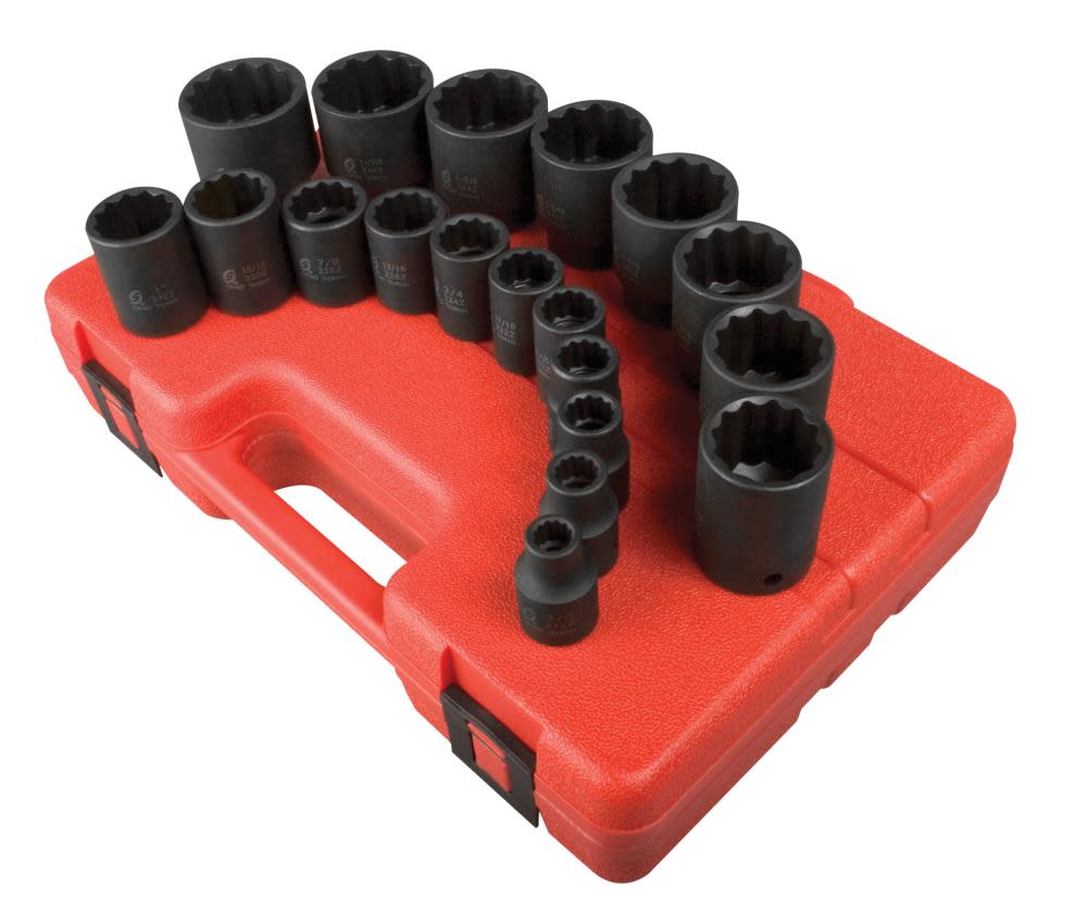 Sunex 1/2 Drive 12pt SAE Impact Socket Set 19 pc. - Flockneti