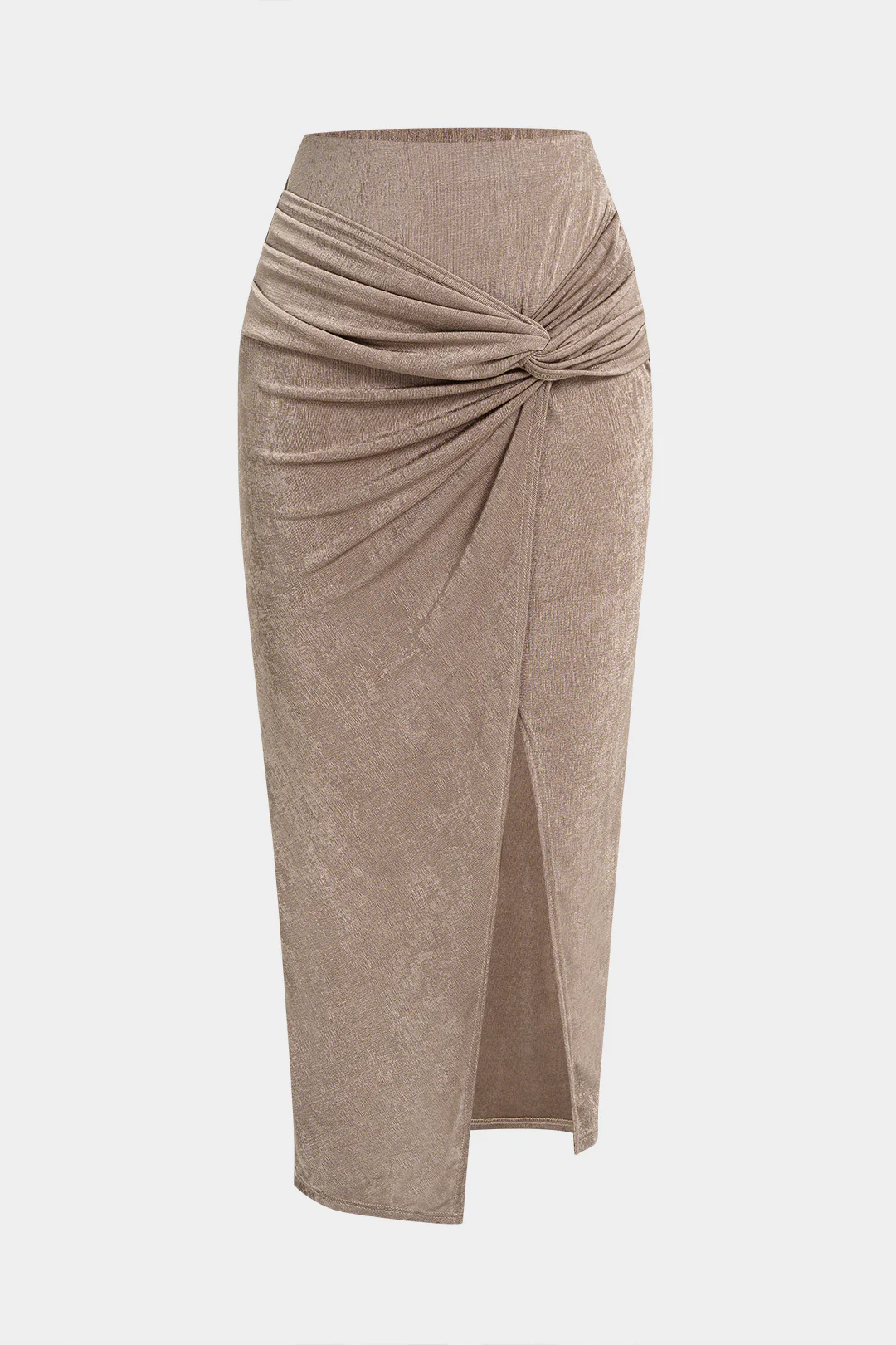 Asymmetrical Twist Knot Split High Waist Skirt - Flockneti