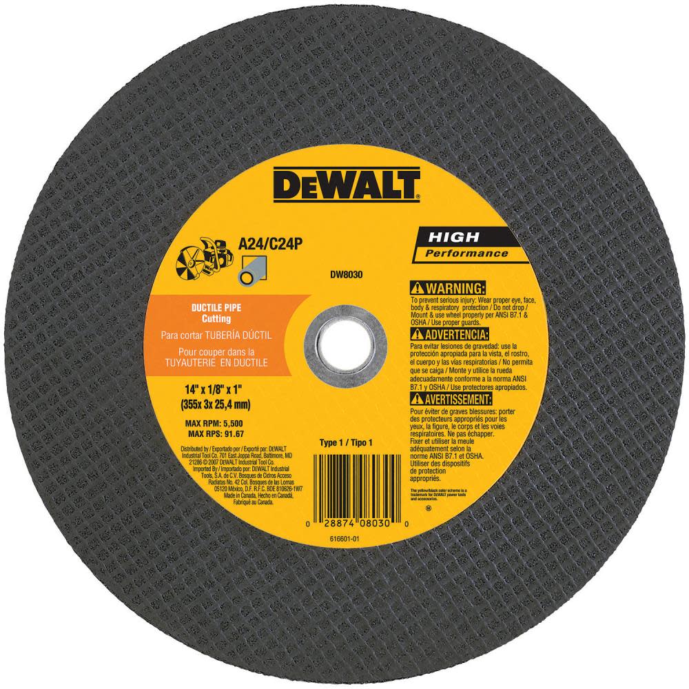 DEWALT 14 In. x 1 In. Ductile Cut Off Wheel - Flockneti
