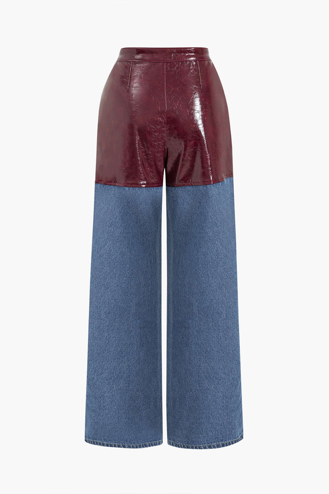 Faux Leather Patchwork Jeans - Flockneti