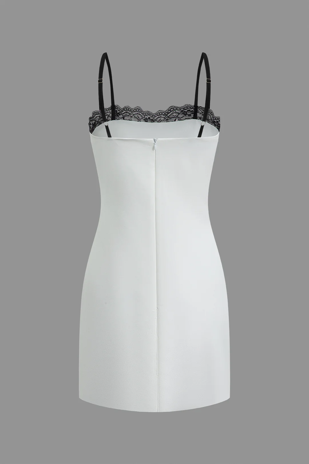Satin Lace Trim Patchwork Sleeveless Mini Dress - Flockneti