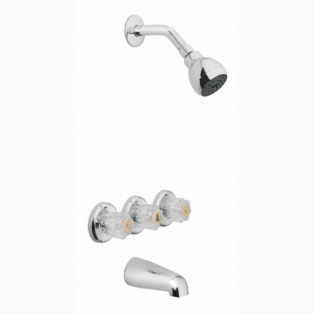Oakbrook Essentials Tub & Shower Faucet Three Handle Chrome - Flockneti