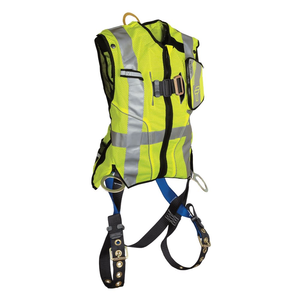 Falltech Hi Visibility Lime Class 2 Vest with Harness L/2X - Flockneti