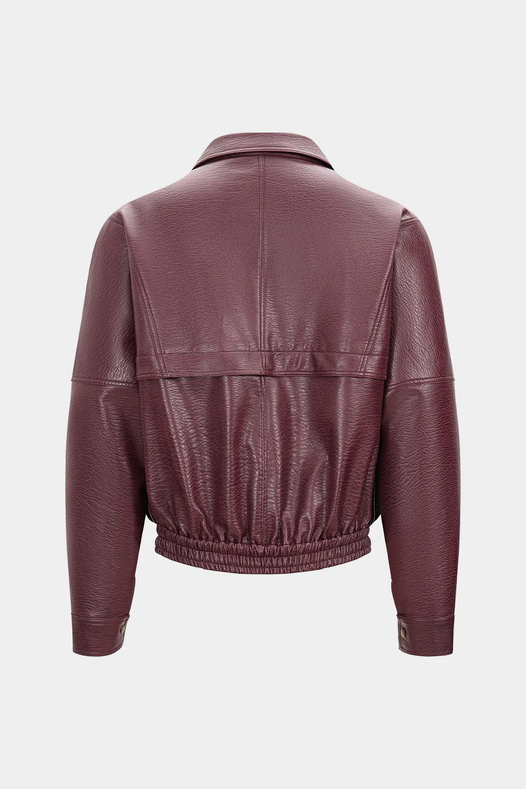 Faux Leather Texture Zipper Jacket - Flockneti