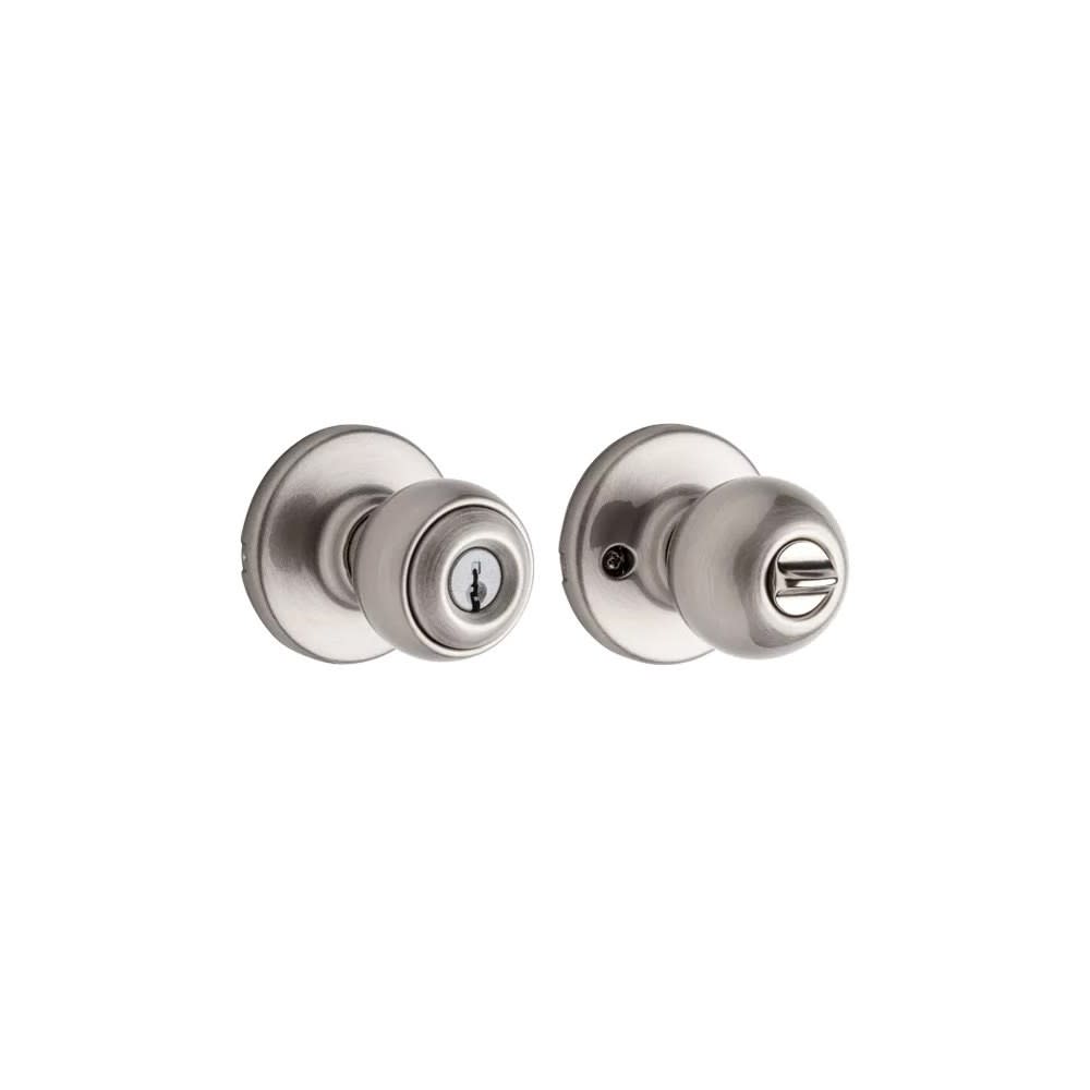 Kwikset Satin Nickel Security Keyed Entry Exterior Polo Lockset Knob - Flockneti