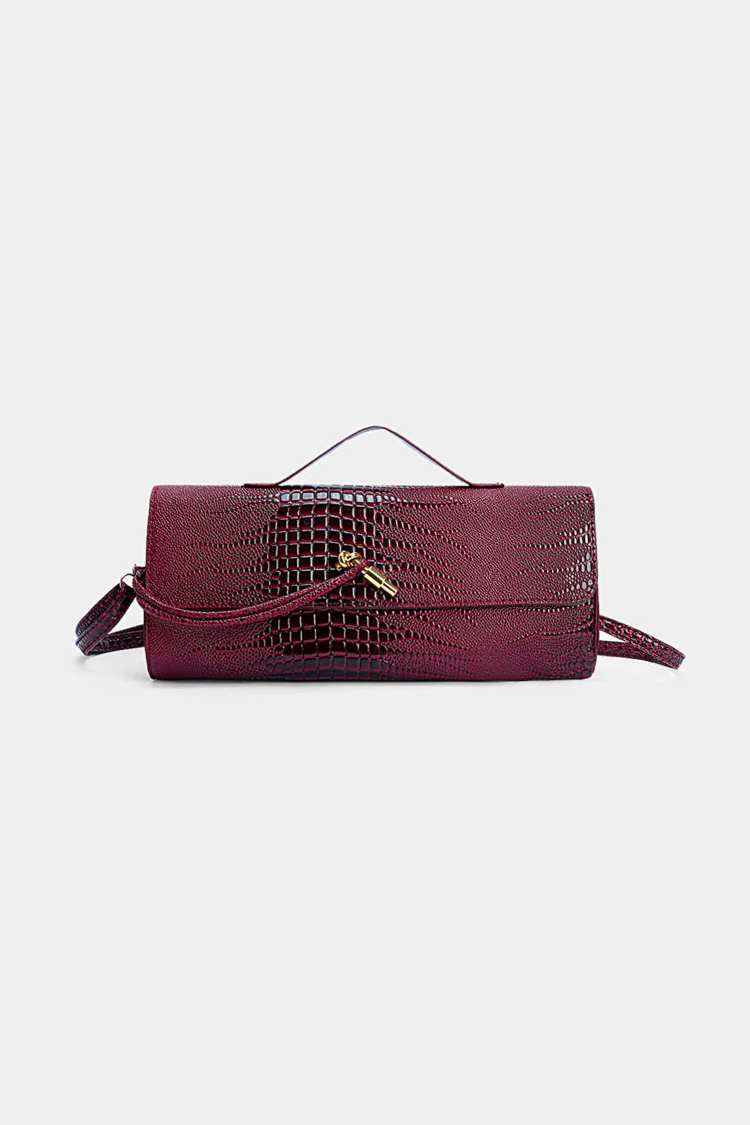 Crocodile Skin Pattern Faux Leather Clutch Bag - Flockneti