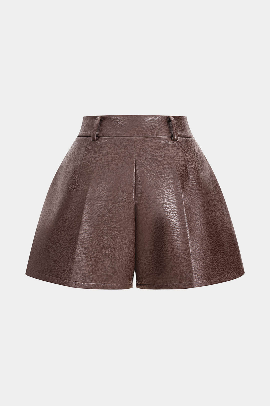 Basic Leopard Faux Leather Zippered Straight Short - Flockneti