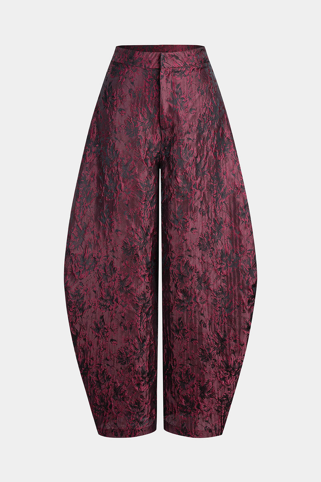 Floral Print Jacquard Zipper Wide Leg Pants - Flockneti