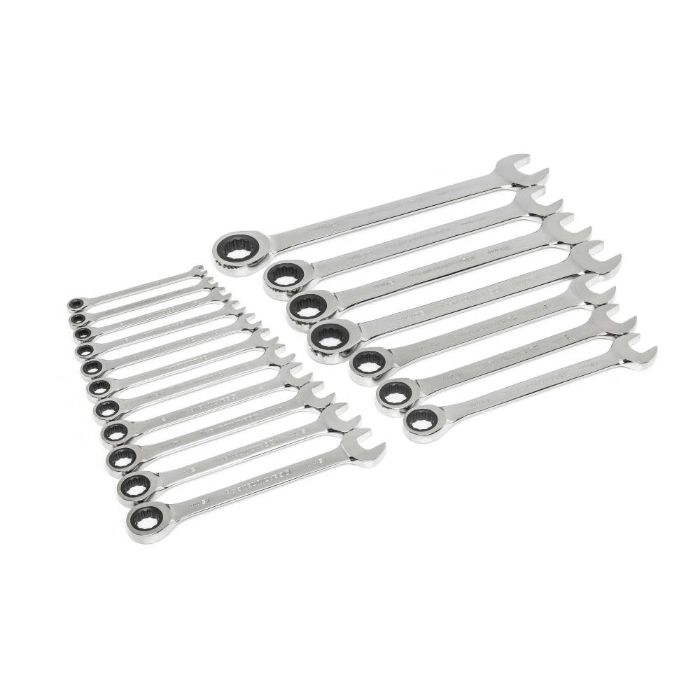 GEARWRENCH Wrench Set Ratcheting Combination Metric 18pc - Flockneti