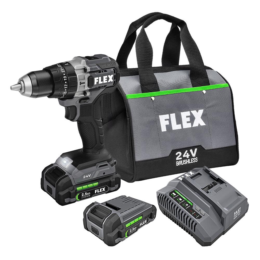 FLEX 24V 1/2-In. 2-Speed Hammer Drill Kit - Flockneti