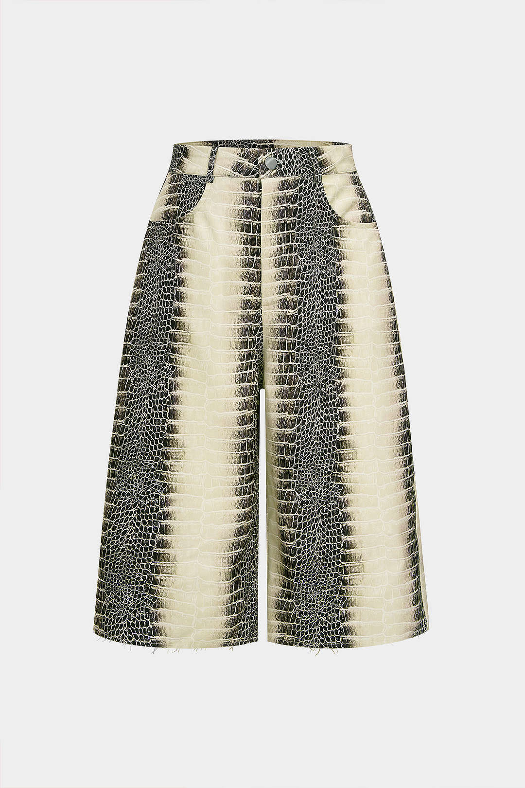 Snake Skin Print Straight Leg Shorts - Flockneti