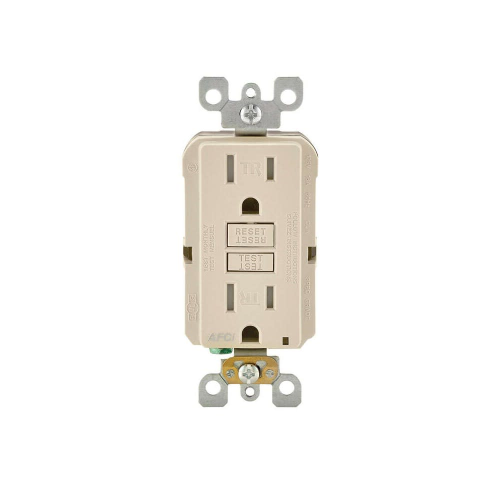 Leviton SmartlockPro AFCI Outlet 15A 120V Light Almond NEMA 5-15R - Flockneti