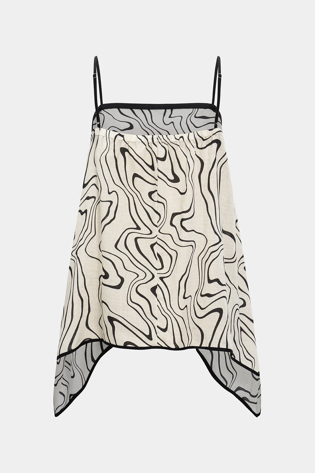 Abstract Print Linen Slip Detail Cami Top - Flockneti