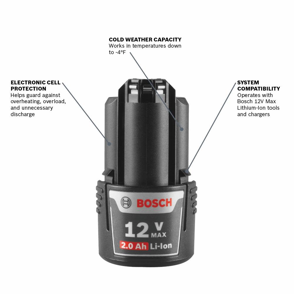 Bosch 12 V Max Lithium-Ion 2.0 Ah Battery - Flockneti