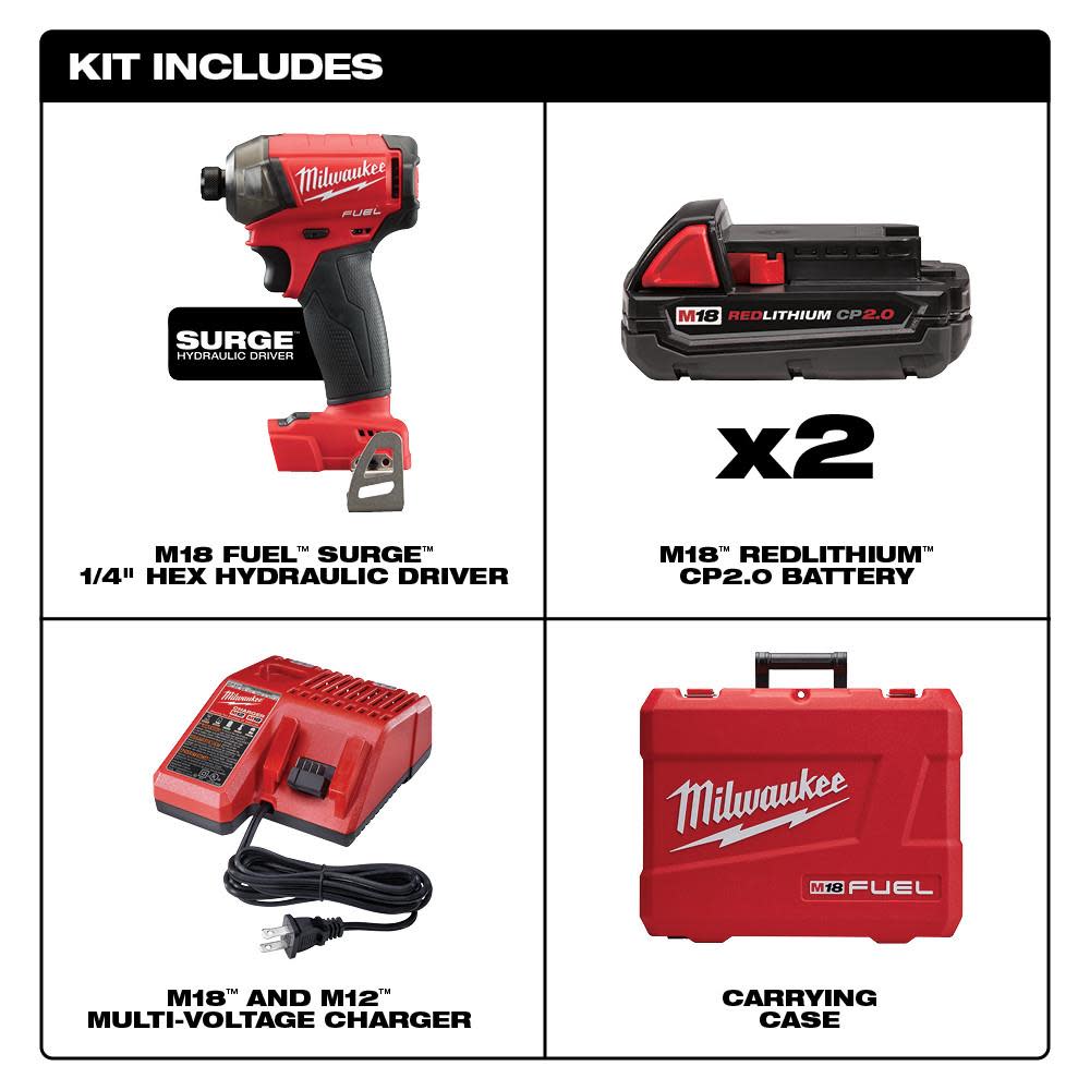 Milwaukee M18 FUEL SURGE 1/4 in. Hex Hydraulic Driver Kit - Flockneti