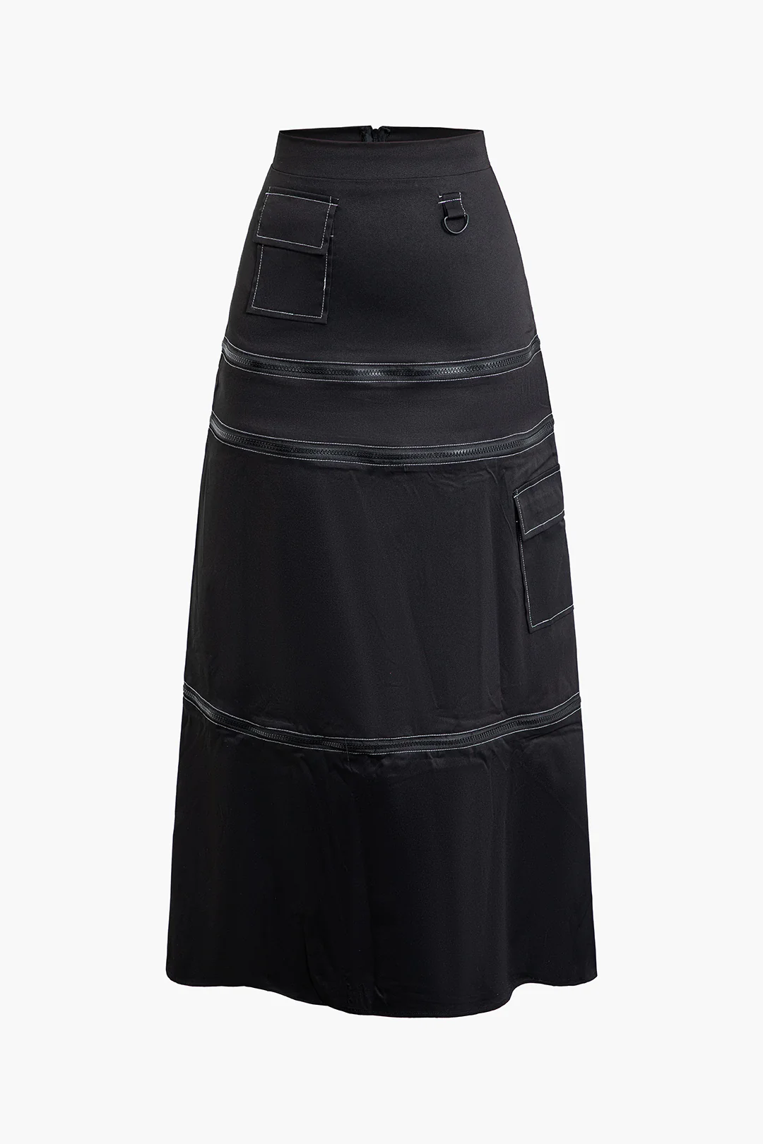 Solid Zipper Pocket Skirt - Flockneti