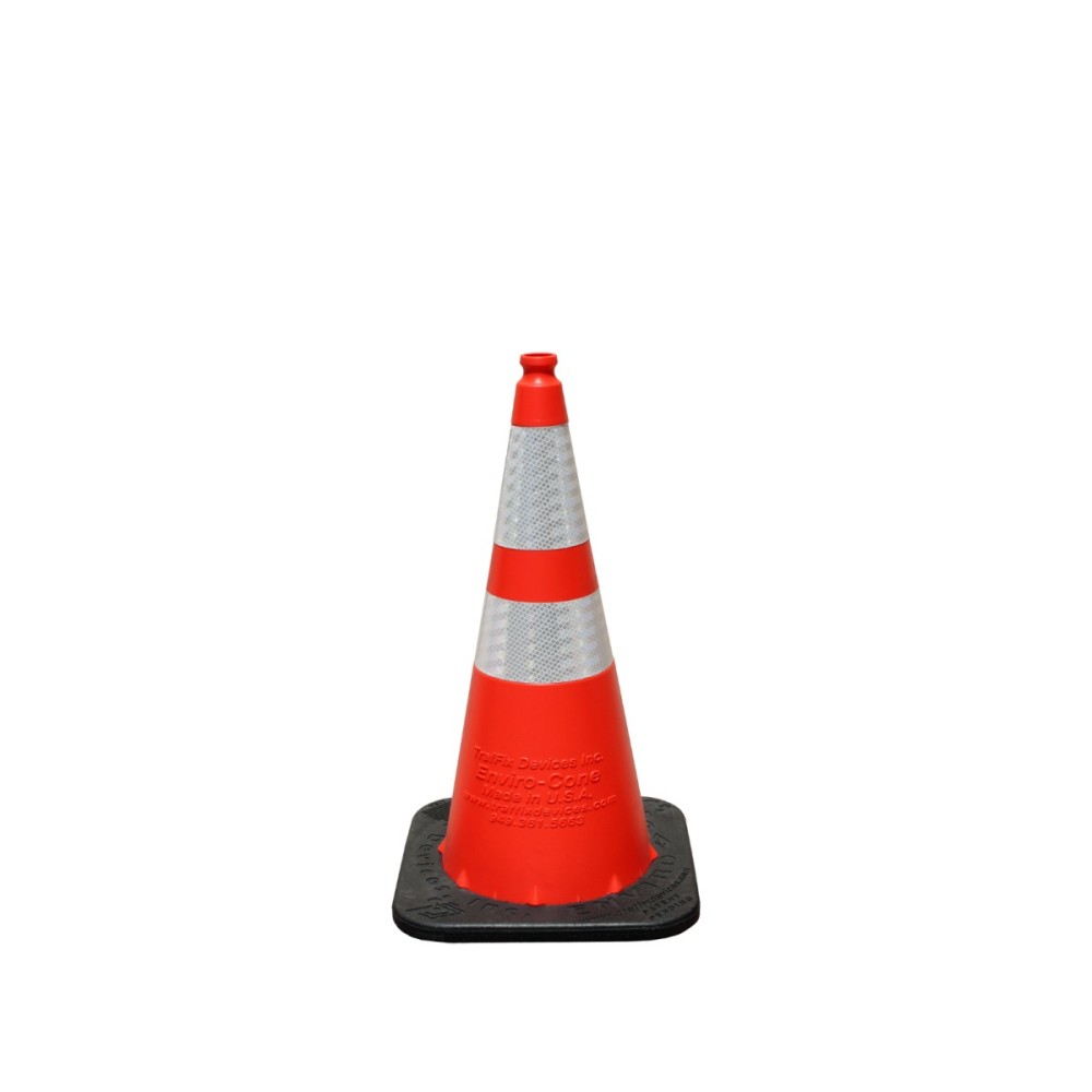 Vizcon Orange 28″ Enviro-Cone with Collars & 7 lbs Rubber Base - Flockneti