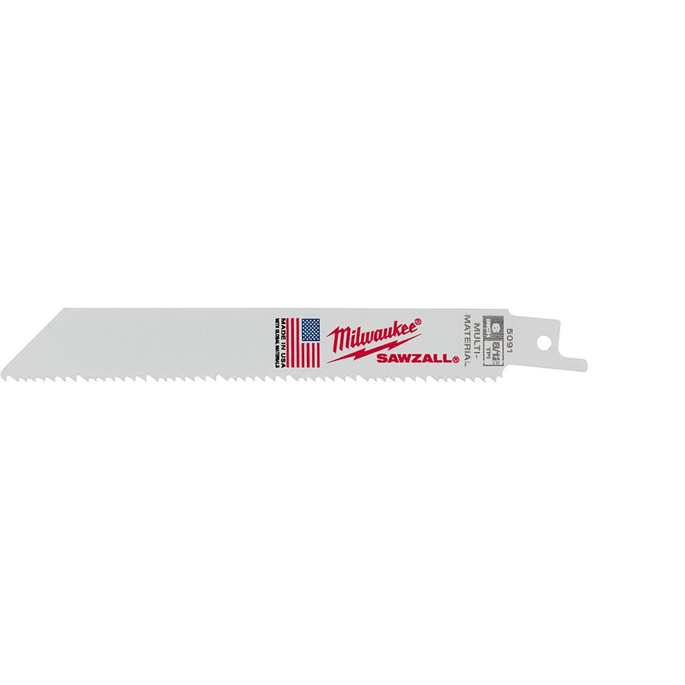 Milwaukee 6″ x 3/4″ x .050″ 8/12T Bi-Metal Recip Saw Blade - Flockneti