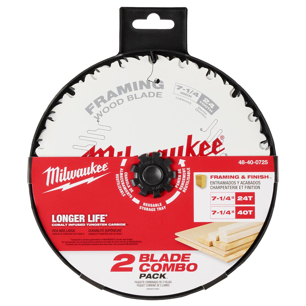 Milwaukee 7-1/4″ 24T & 40T Circular Saw Blade 2PK - Flockneti