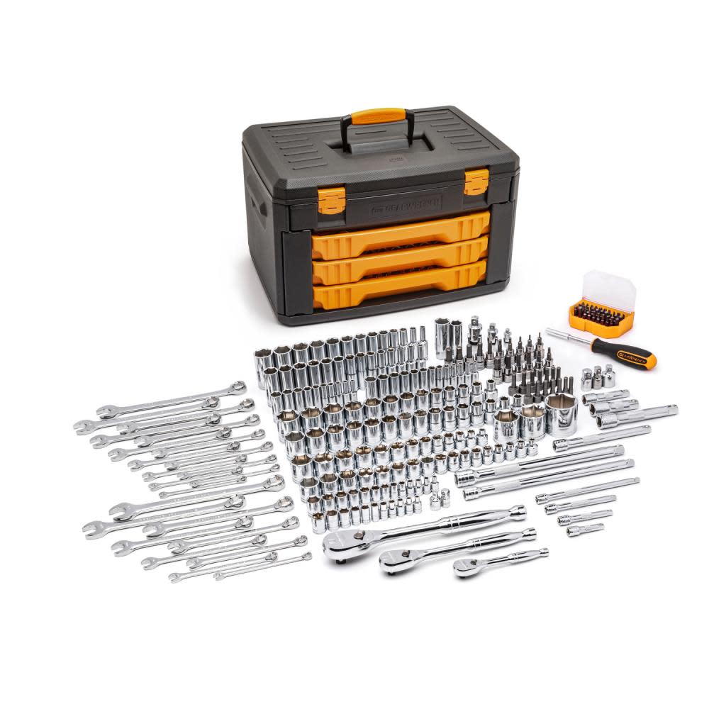 GEARWRENCH 243 Pc. 6 Point Mechanics Tool Set in 3 Drawer Storage Box - Flockneti