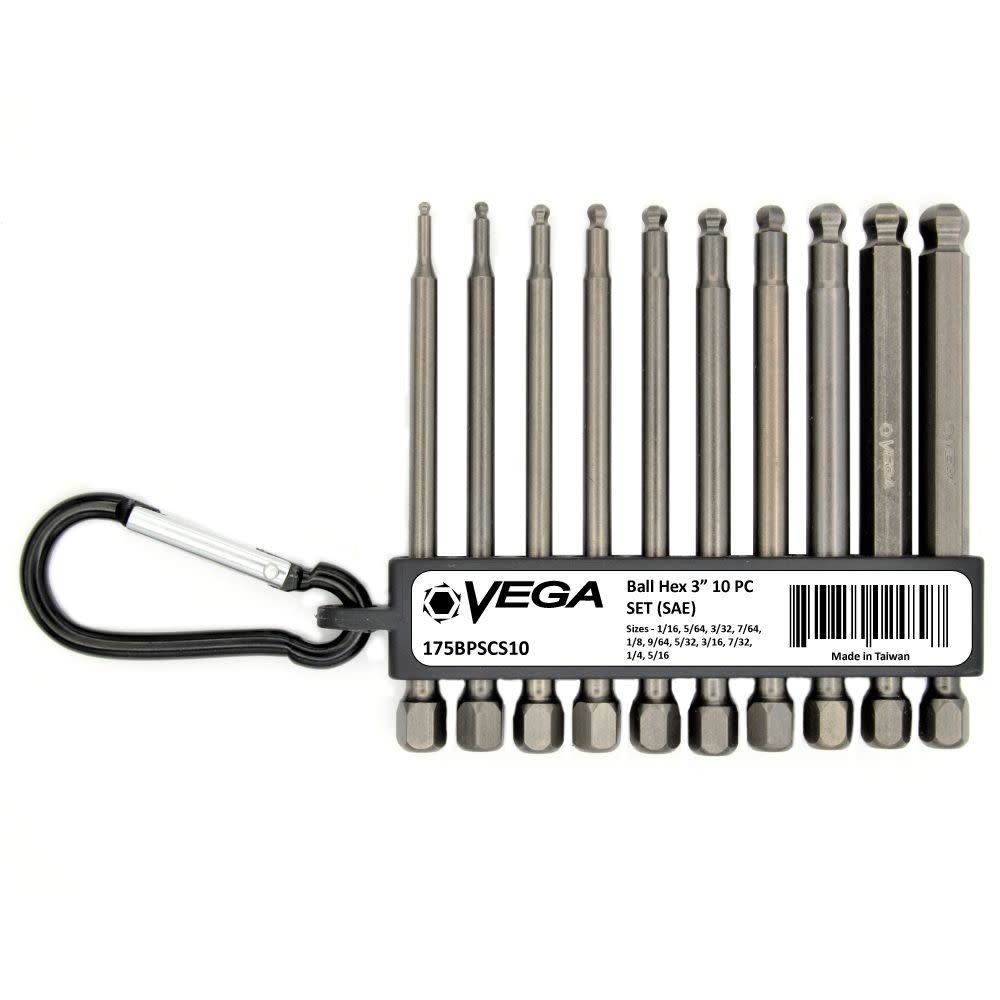 Vega 2″ Hex Ball End Bit Set 10pc - Flockneti