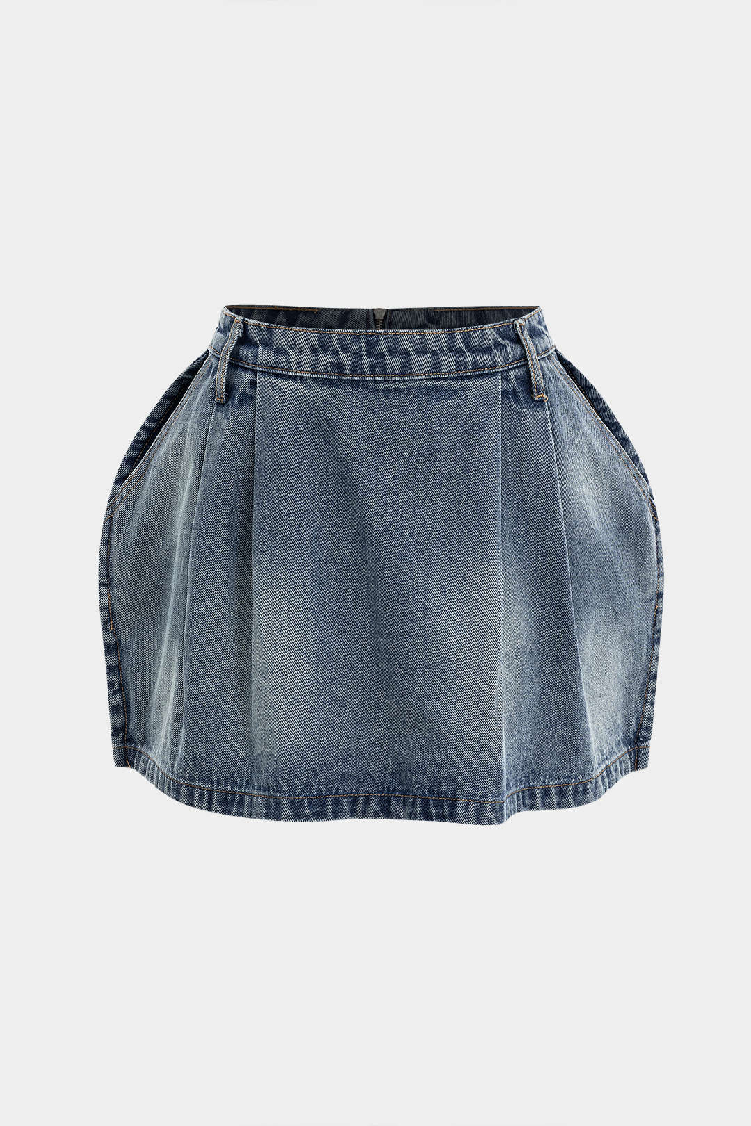 Denim Puff Hem Mini Skirt - Flockneti