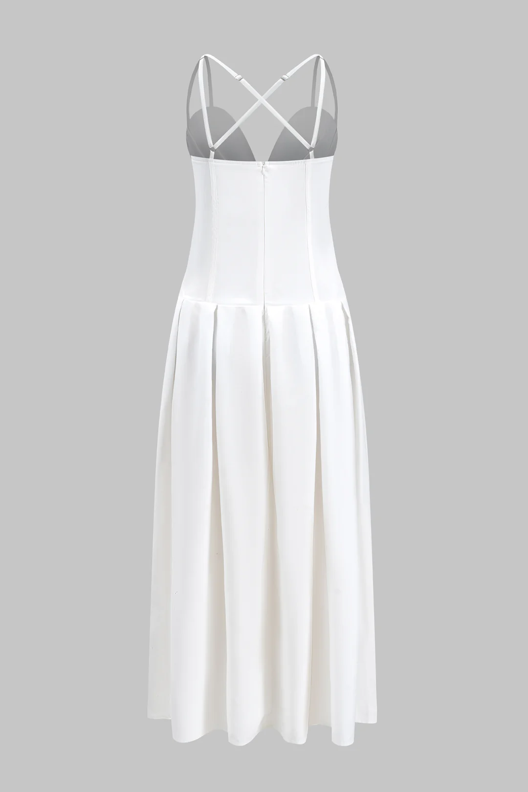 Pleated Bustier Corset Zipper Maxi Dress - Flockneti