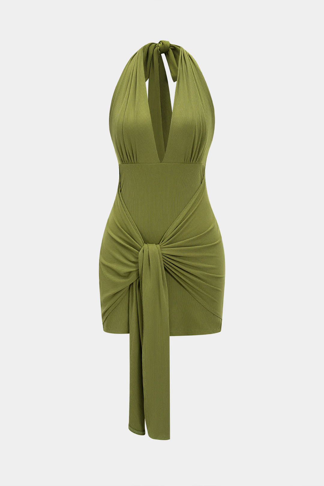 Halter V-Neck Backless Knotted Sleeveless Maxi Dress - Flockneti