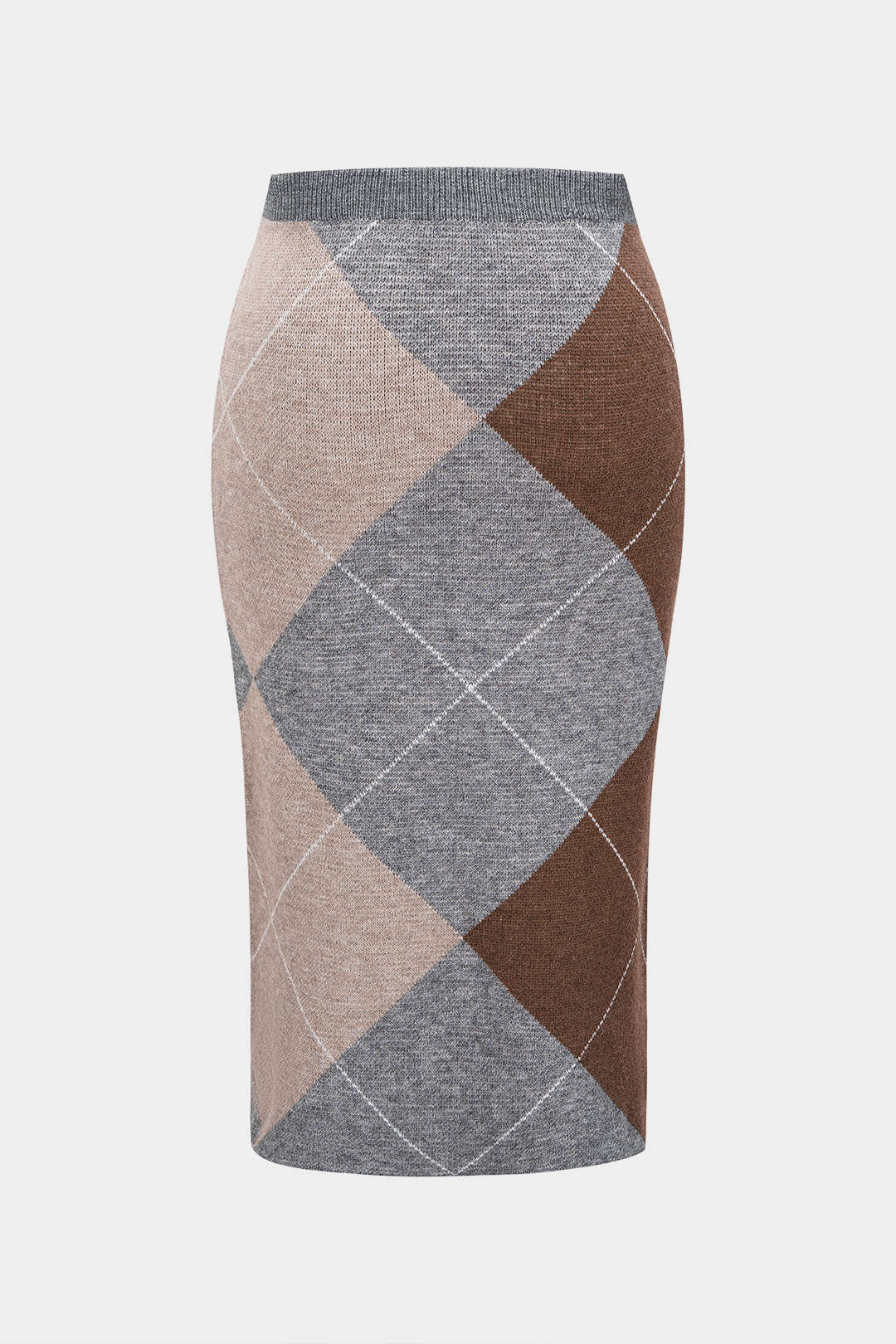 Plus Size Knit Contrast Plaid Print Skirt - Flockneti