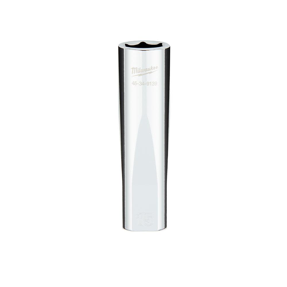 Milwaukee 1/2 in. Drive 15MM Metric 6-Point Deep Socket with FOUR FLAT Sides - Flockneti