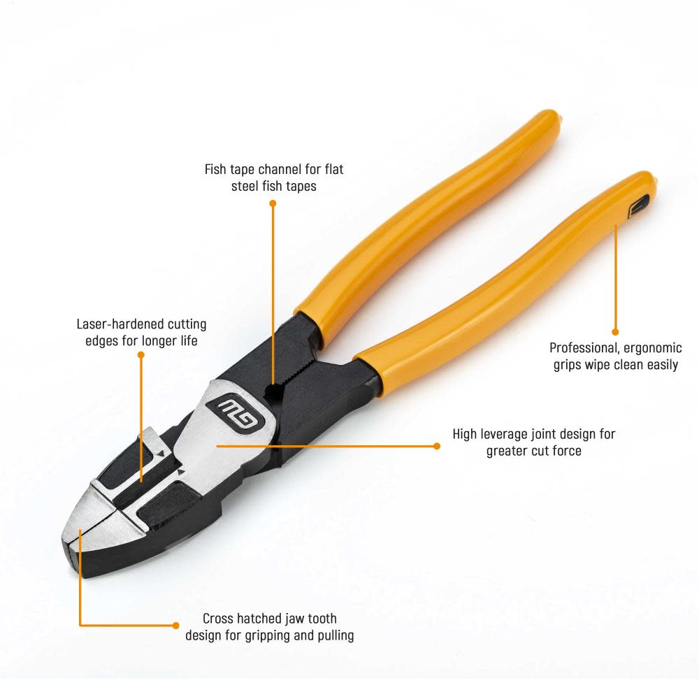 GEARWRENCH Pitbull Linemans Pliers 9 1/2″ Dipped Handle - Flockneti