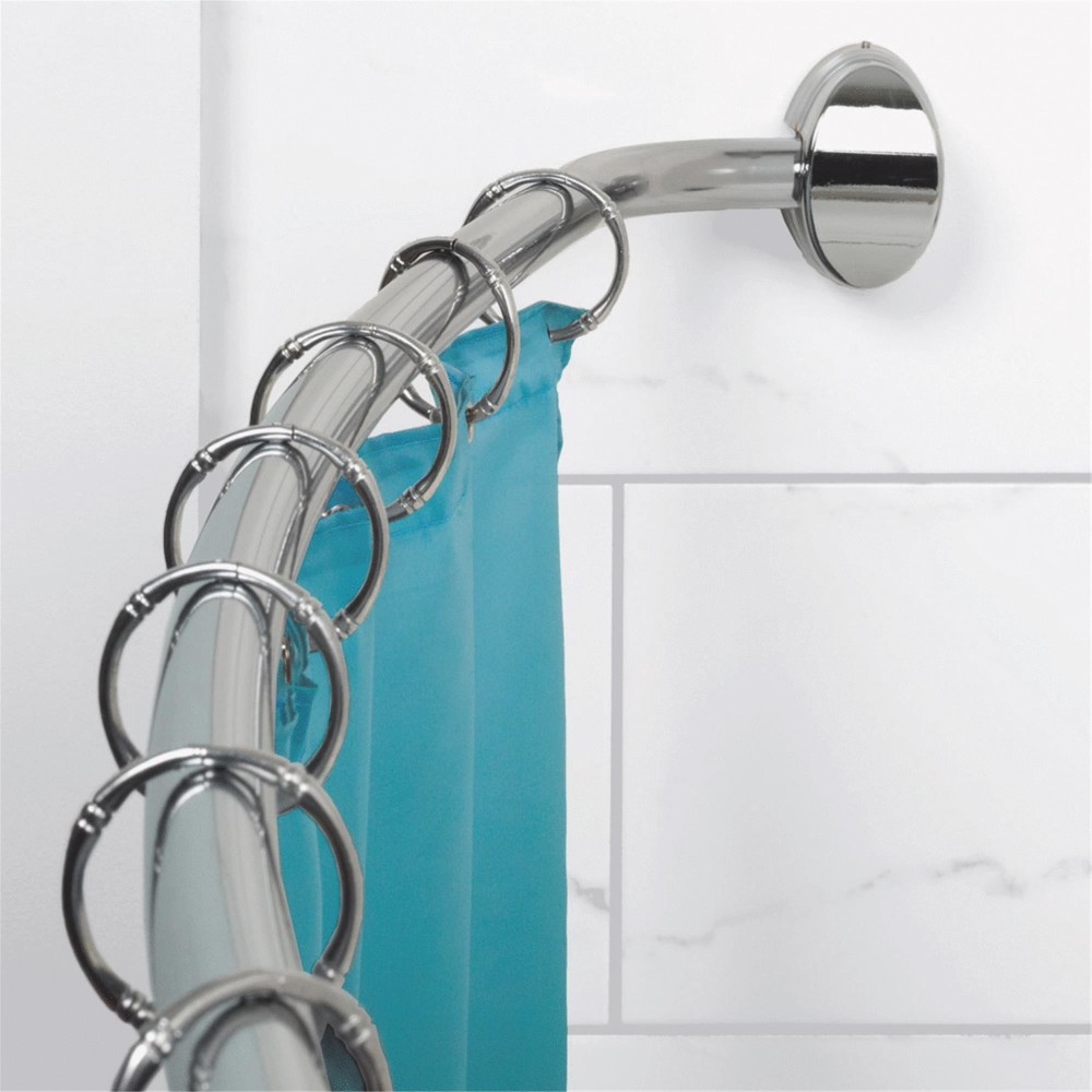 Zenith Shower Curtain Rod Curved Single Chrome Plated Aluminum - Flockneti