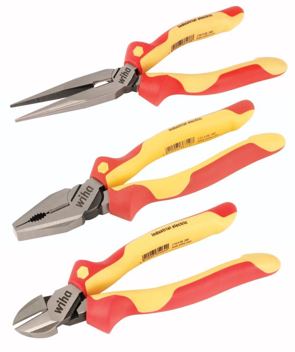 Wiha Insulated Industrial Pliers and Cutters Set 3 Piece - Flockneti