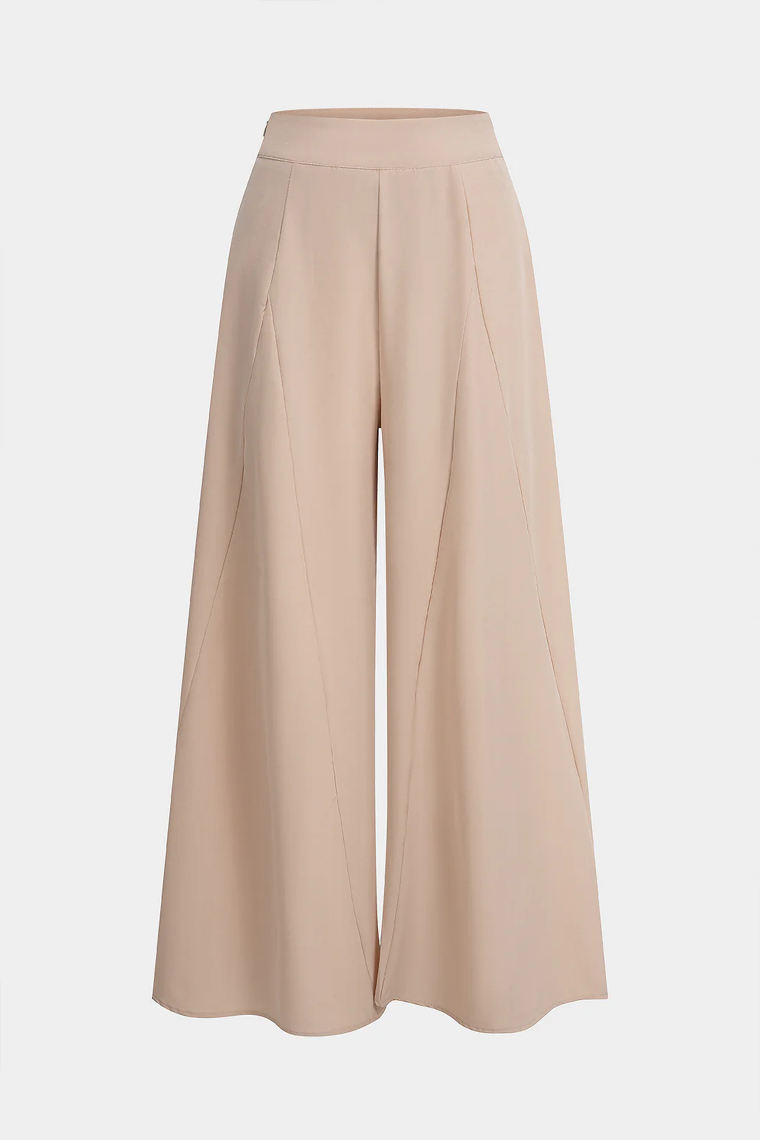 Solid High Waist Zipper Wide Leg Pants - Flockneti