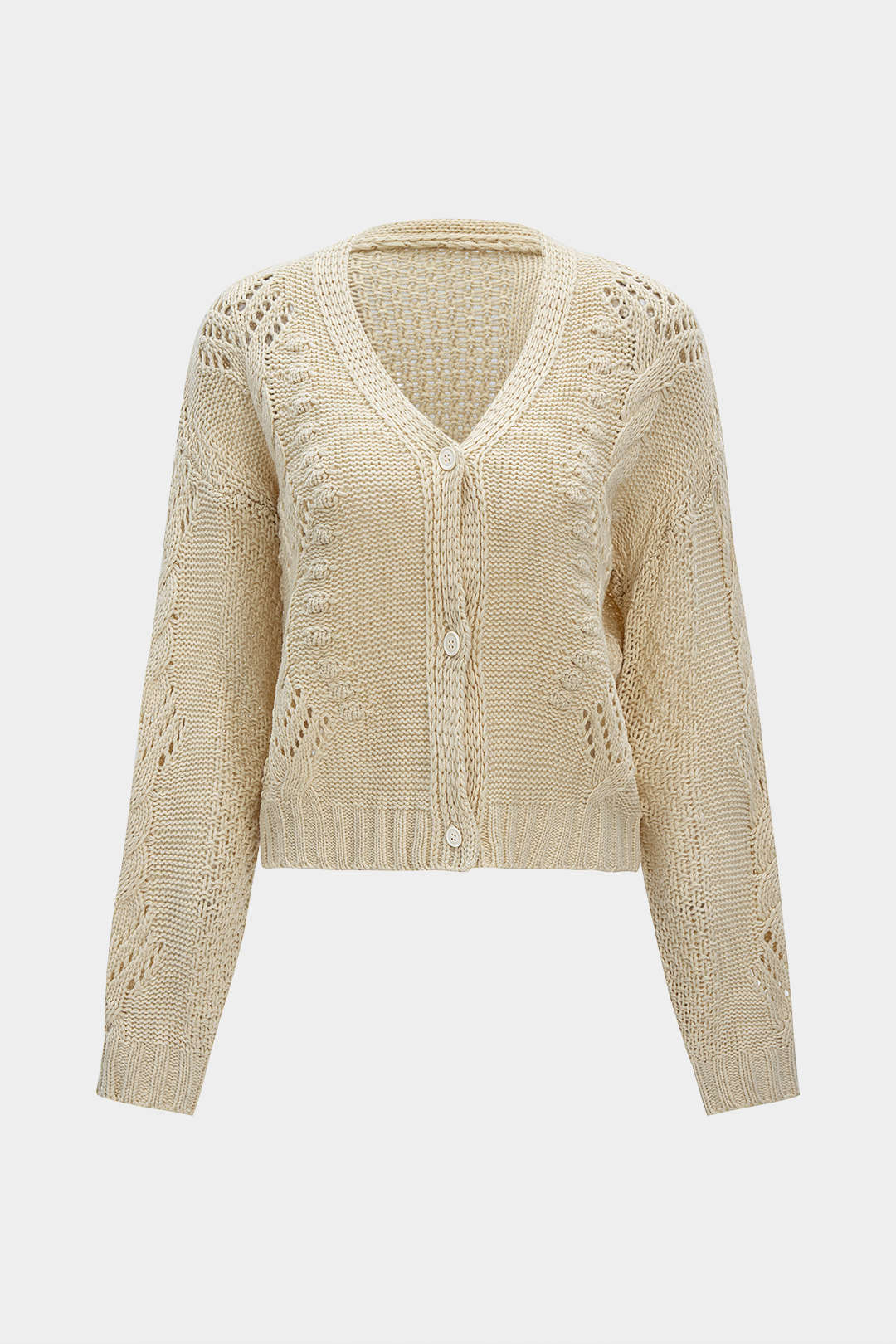Knit Button Cut Out Cardigan - Flockneti