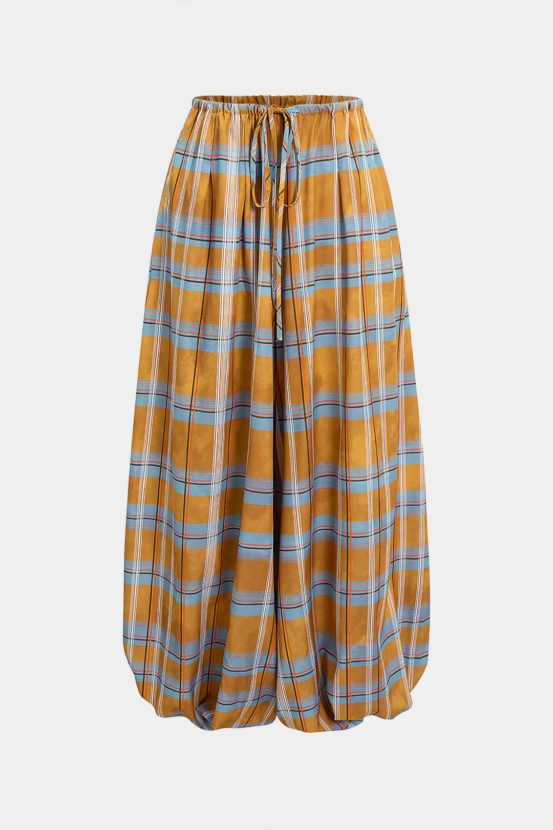Plaid Print Drawstring Bloomers Pants - Flockneti