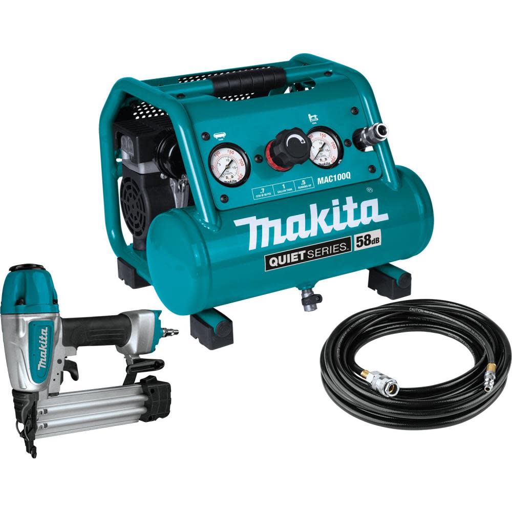 Makita 1 Gallon Compact Air Compressor & 18 Gauge Brad Nailer Combo Kit - Flockneti