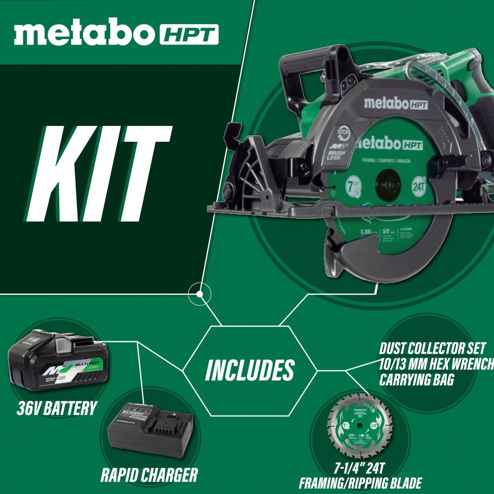 Metabo HPT 36V 7-1/4″ Rear Handle Circular Saw Kit - Flockneti
