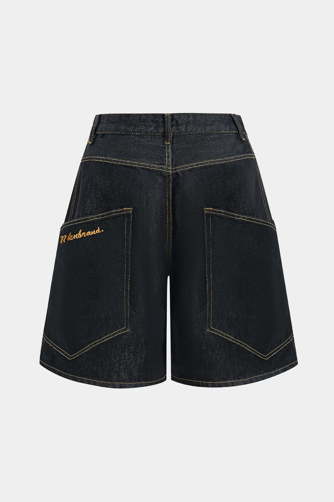 Denim Embroidery Button Pocket Stitching Shorts - Flockneti