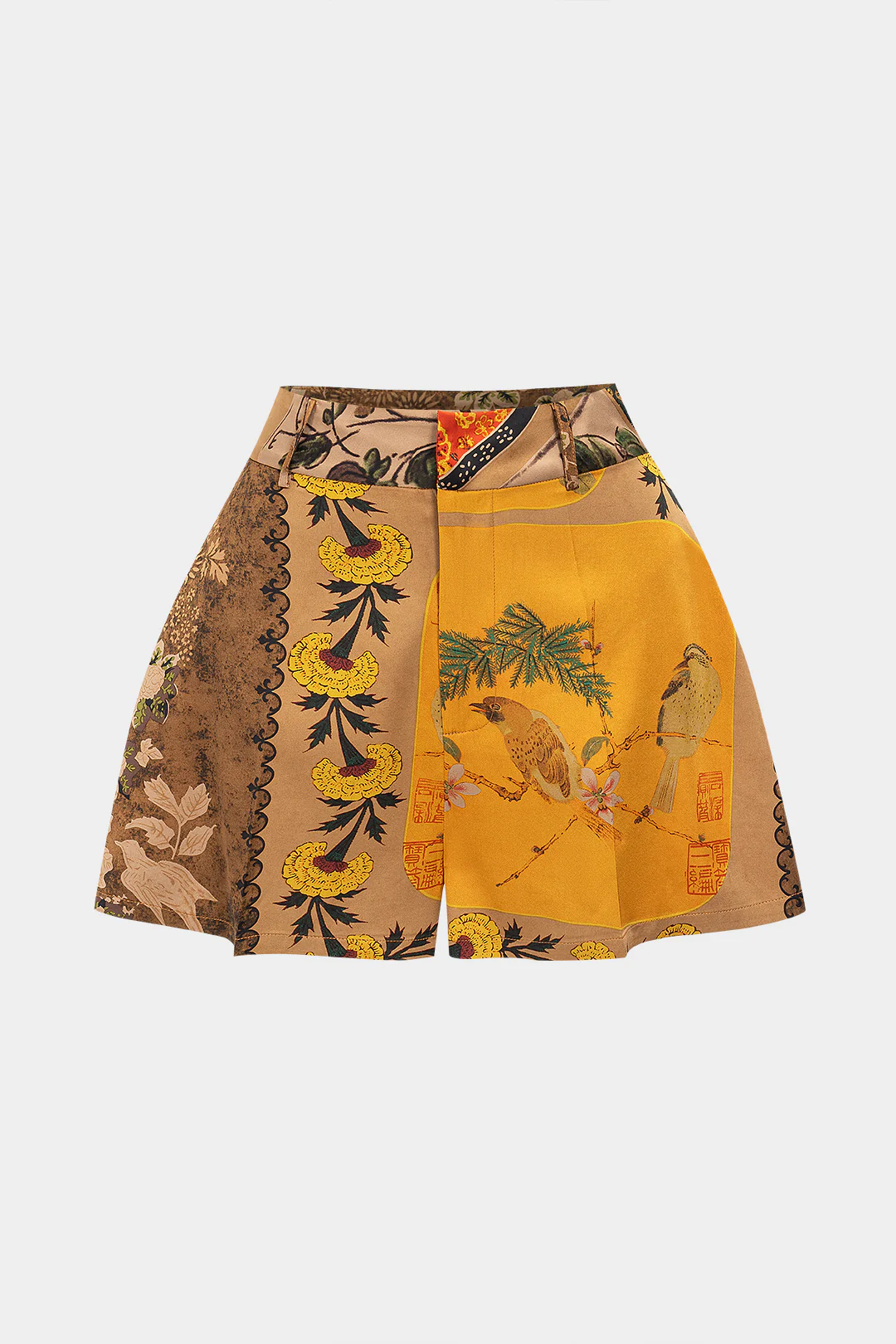 Floral Contrast Print Shorts - Flockneti