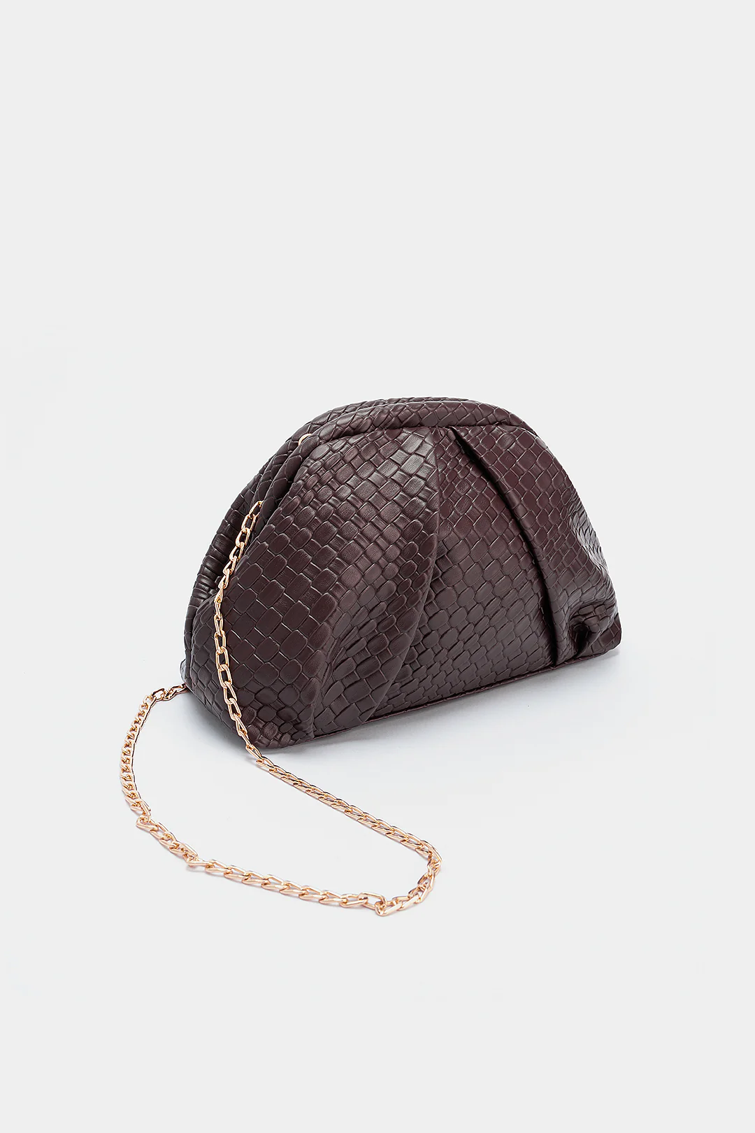 Metallic Chain Woven Clutch Bag - Flockneti
