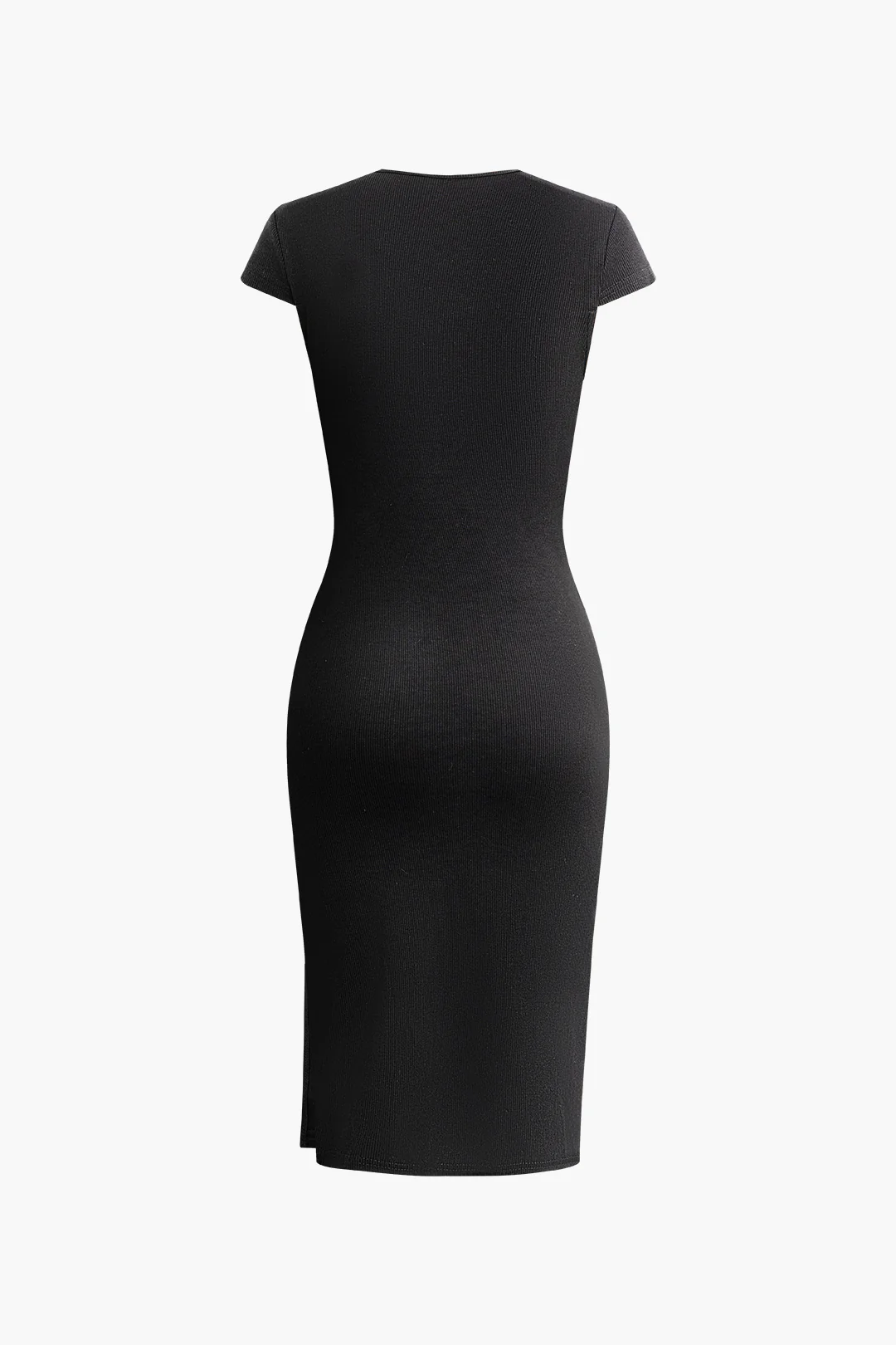 Round Neck Short Sleeve Slit Mini Dress - Flockneti