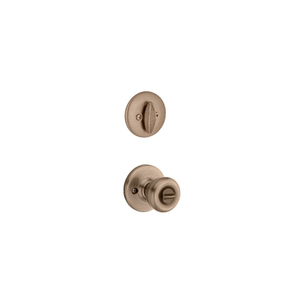 Kwikset Antique Brass Tylo Door Knob & Single Cylinder Deadbolt Set - Flockneti