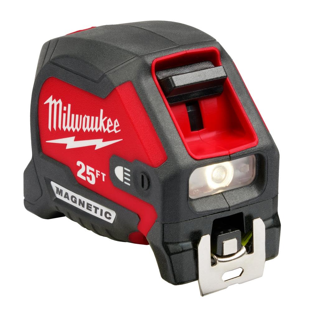 Milwaukee 25ft Wide Blade Magnetic Tape Measure with 100L Light - Flockneti