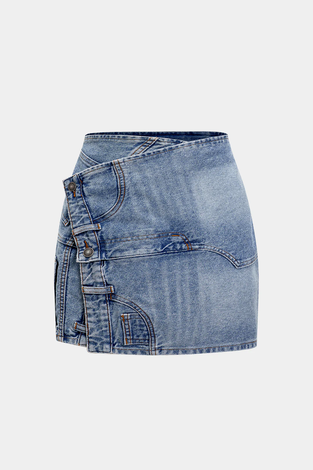 Denim Asymmetrical Design Skirt - Flockneti