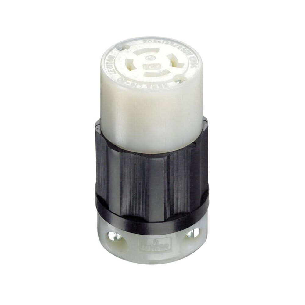 Leviton Grounded Locking Connector 20A 125/250V Black & White - Flockneti