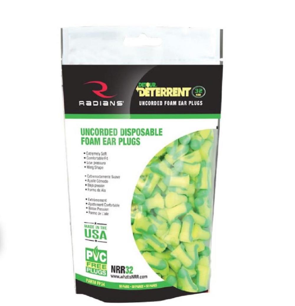 Radians Foam Ear Plugs Deterrent Disposable 50 Pairs - Flockneti
