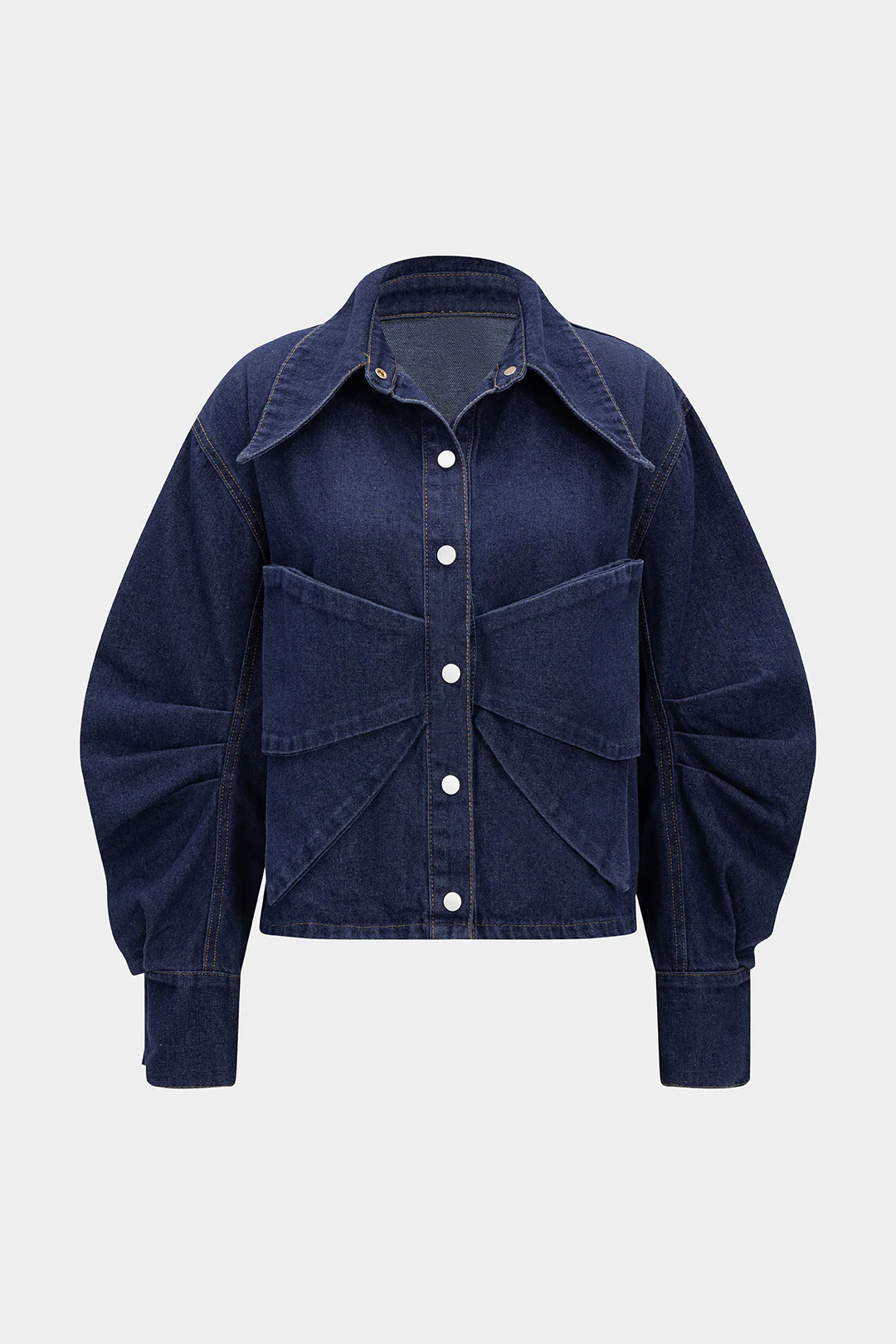 Denim Bow Ruched Outerwear - Flockneti