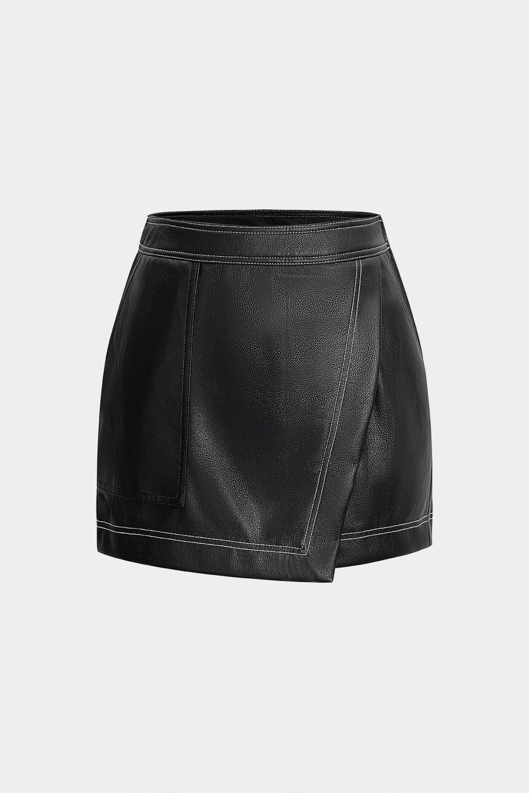 Faux Leather High Waist Skort - Flockneti