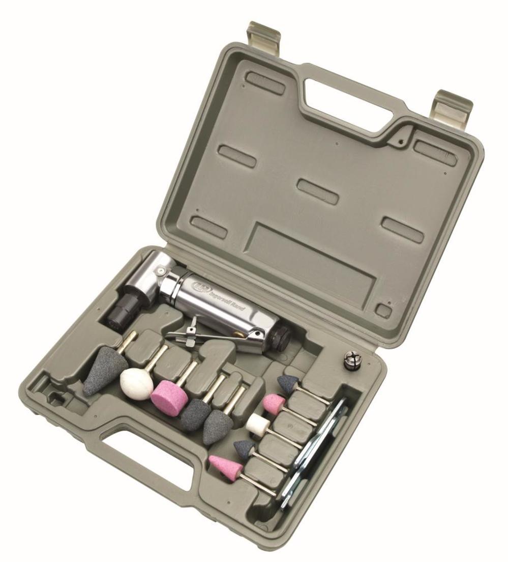 Ingersoll Rand Air Angle Die Grinder Kit 0.25 HP 21000 RPM 10 Mounted Grinding Tips - Flockneti